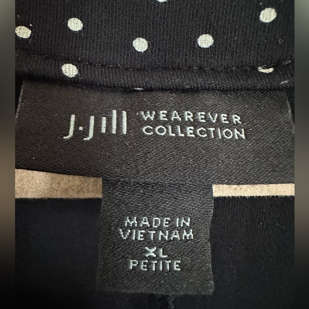 J.Jill Wearever Seamed Split-Neck Dress in black Tossed Dots Size XLP NWOT - Picture 12 of 16